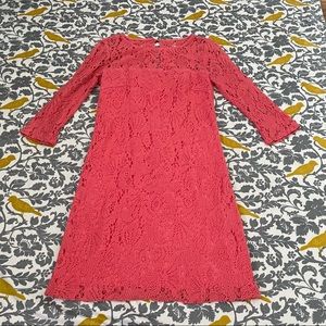 Trina Turk Coral Crochet Lace Shift Dress EUC Size 4